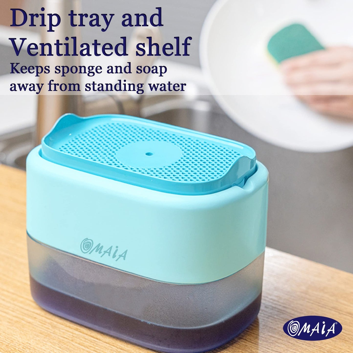 OMAIA Dish Soap Dispenser for Kitchen Sink - Blue Kitchen Gadgets 2023 -