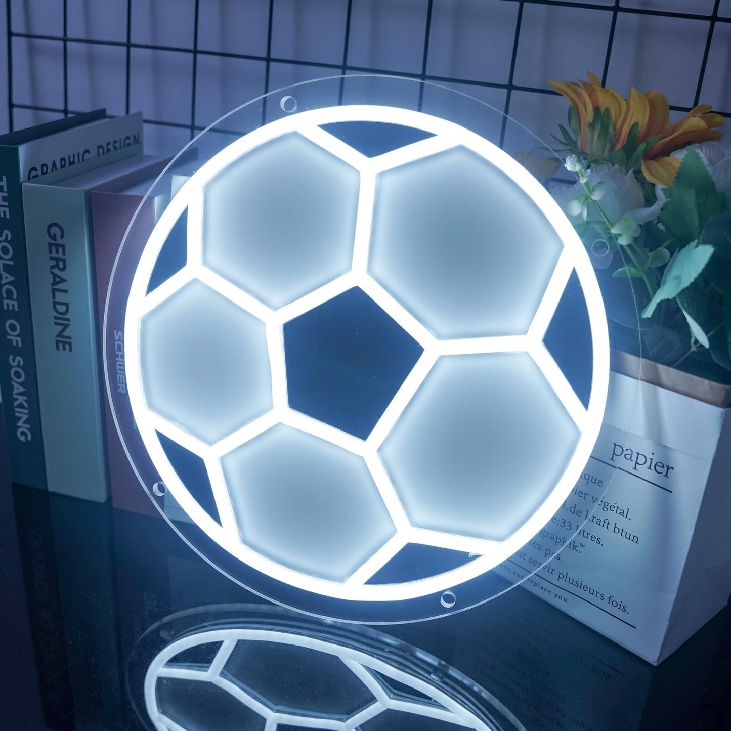 Soccer Neon Sign for Wall Decor Neon Soccer Ball Sign Soccer Neon Light for Room