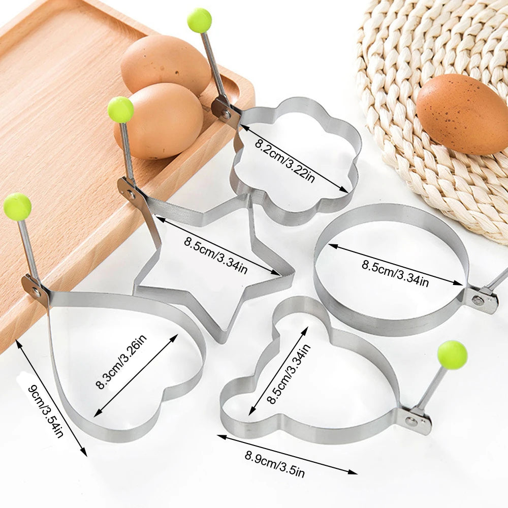 5Pcs Stainless Steel Eggs Rings Mold with Handle,Round Non-Stick Pancake Omelette Mold for Griddle,Egg Shaper Home Kitchen Items