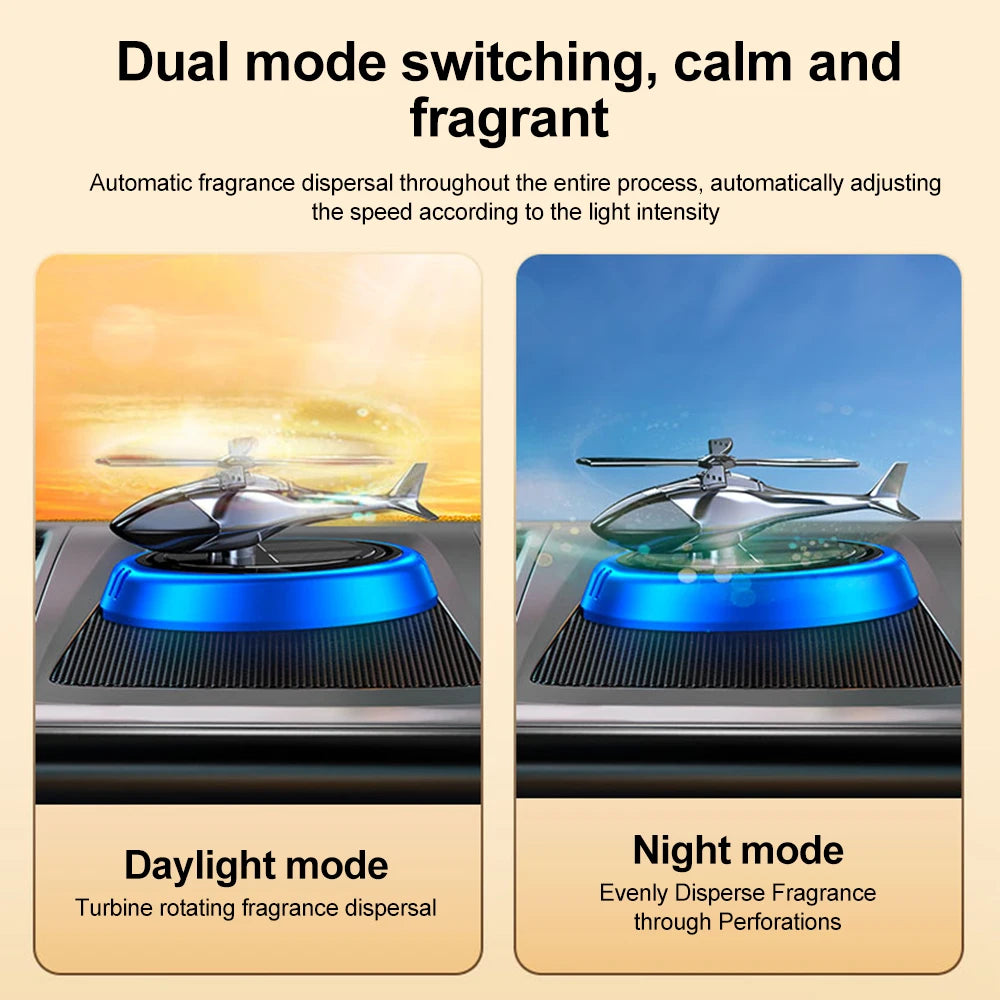 Solar Aircraft Car Ornaments Car Center Console Decoration Helicopter Car Mounted Aromatherapy Car Interior Accessories