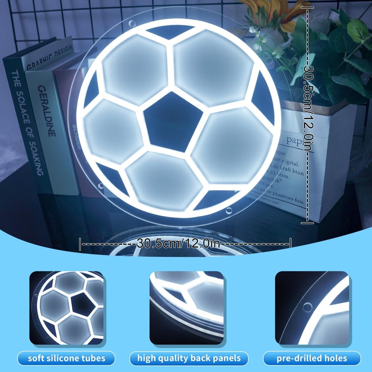 Soccer Neon Sign for Wall Decor Neon Soccer Ball Sign Soccer Neon Light for Room