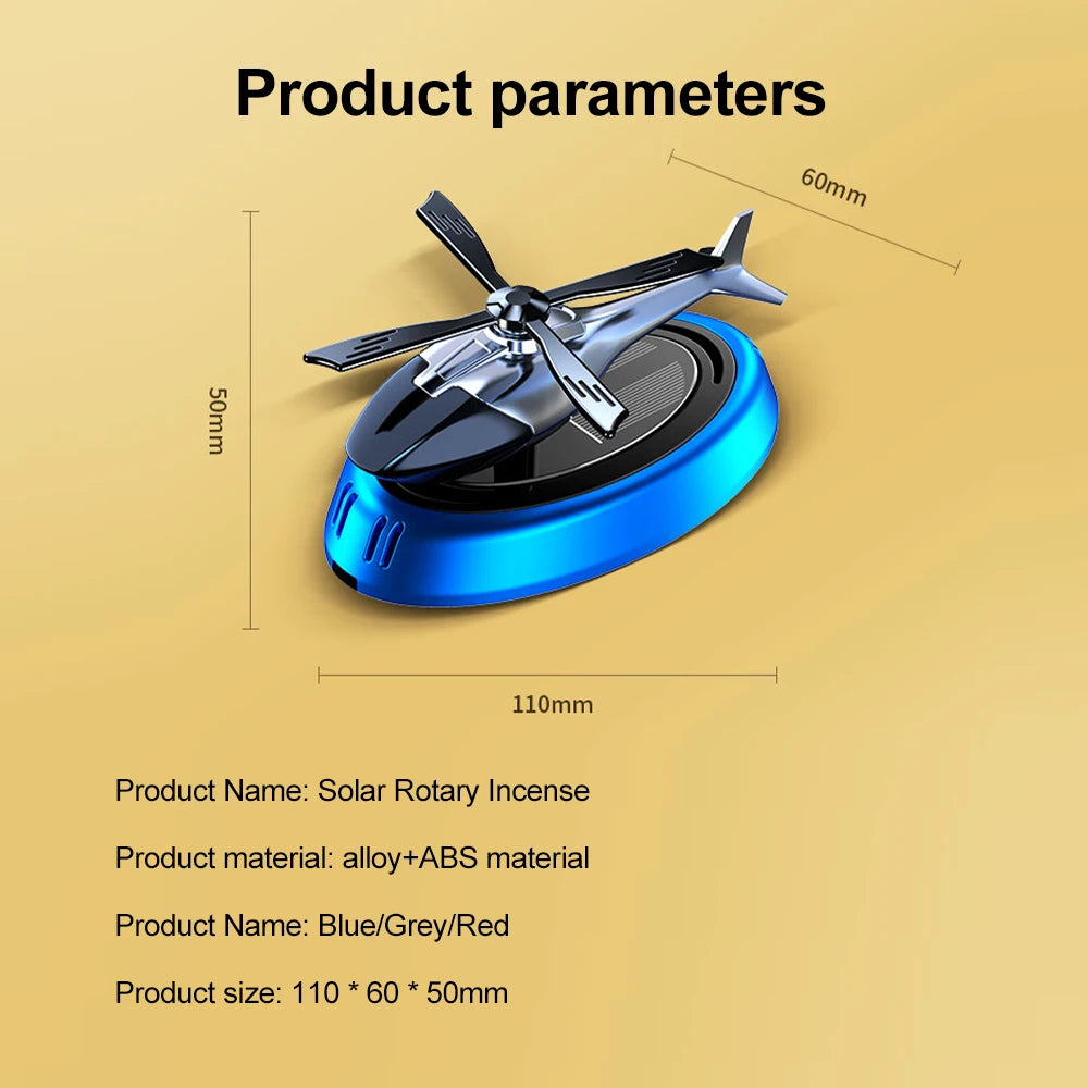Solar Aircraft Car Ornaments Car Center Console Decoration Helicopter Car Mounted Aromatherapy Car Interior Accessories