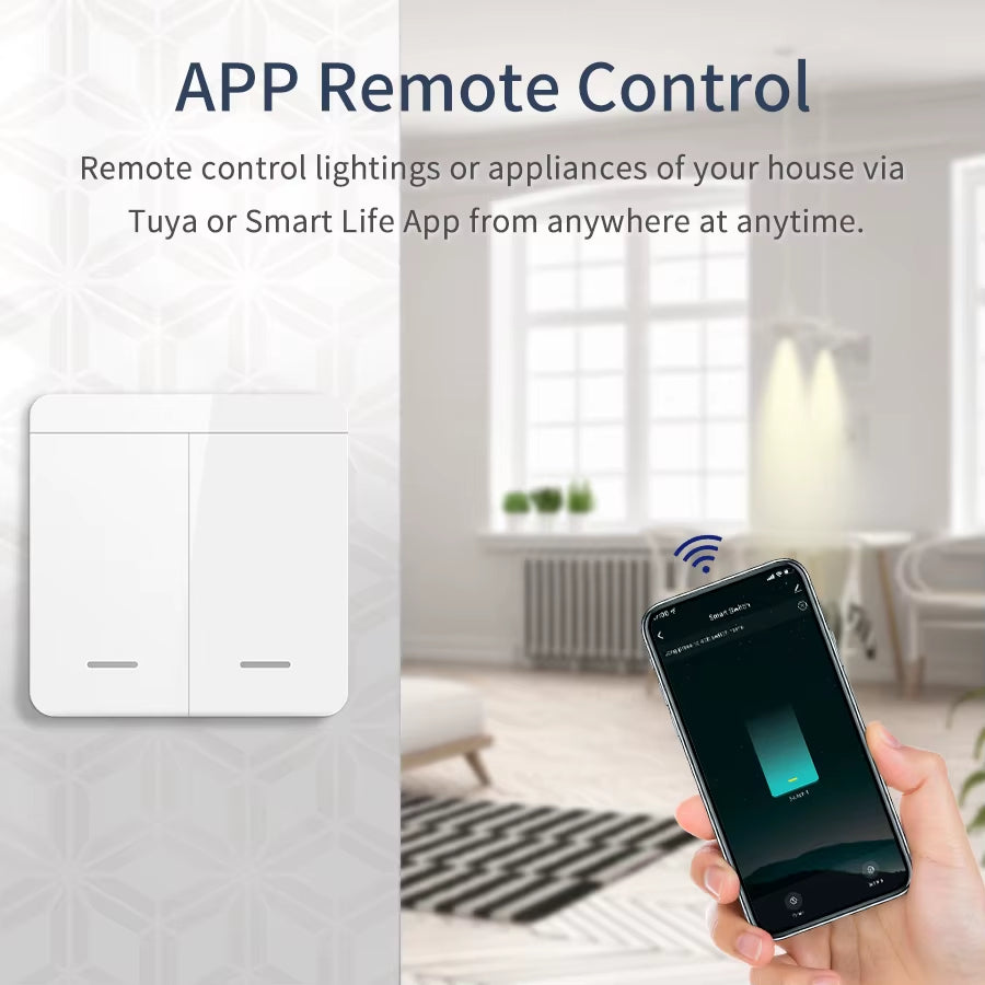 Smart WiFi Light Switch - Voice Control with Alexa & Google Home, Tuya Compatible, RF 433MHz Wireless Switch