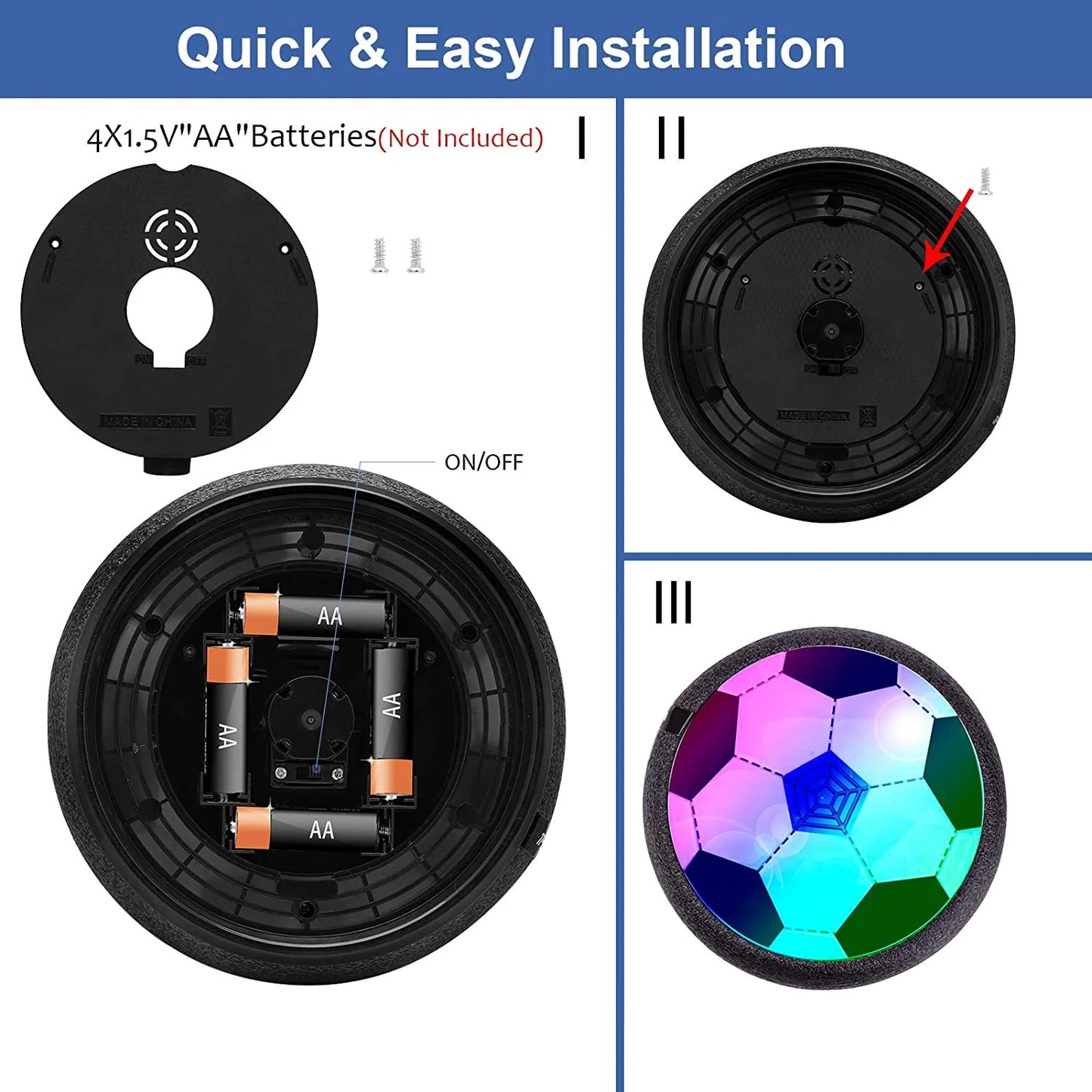 Hover Soccer Ball Boy Toys, Air Soccer Indoor Floating Soccer Ball with LED Light and Foam Bumper Perfect Birthday Christmas Gifts for Kids Toddler Girls