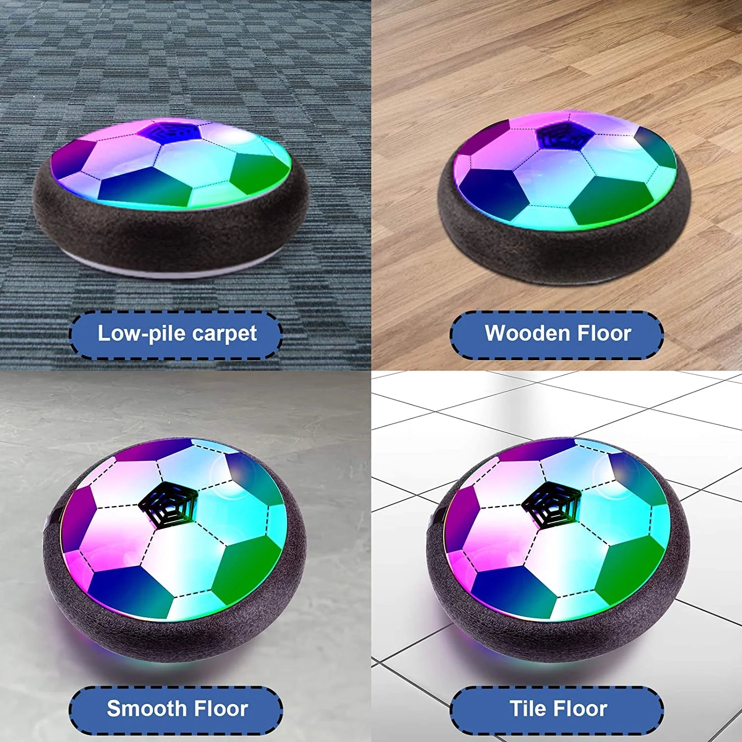 Hover Soccer Ball Boy Toys, Air Soccer Indoor Floating Soccer Ball with LED Light and Foam Bumper Perfect Birthday Christmas Gifts for Kids Toddler Girls