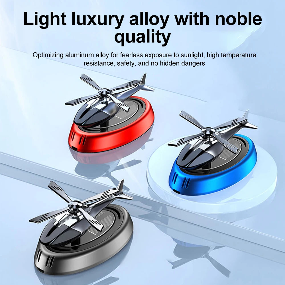 Solar Aircraft Car Ornaments Car Center Console Decoration Helicopter Car Mounted Aromatherapy Car Interior Accessories