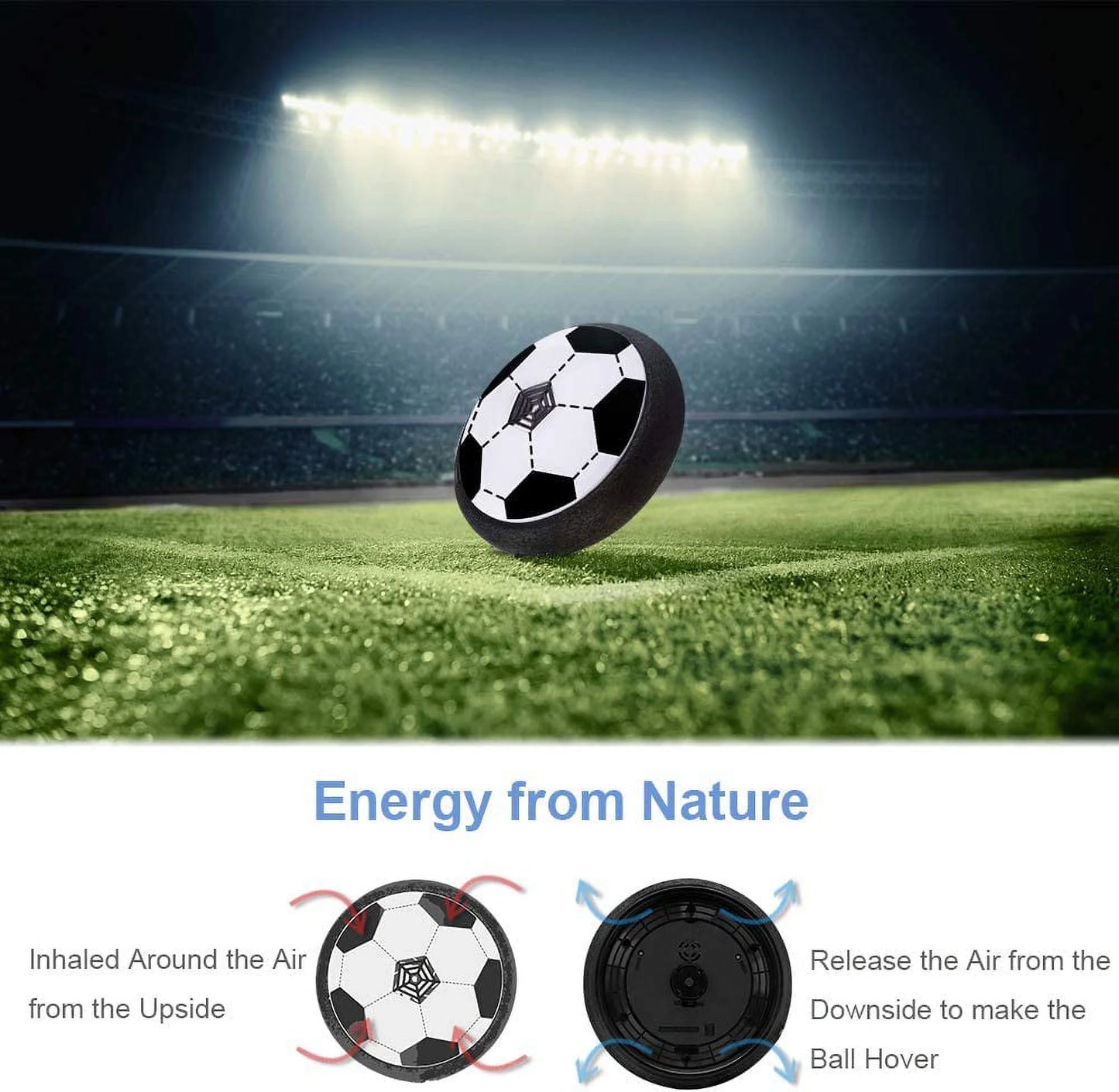 Hover Soccer Ball Boy Toys, Air Soccer Indoor Floating Soccer Ball with LED Light and Foam Bumper Perfect Birthday Christmas Gifts for Kids Toddler Girls