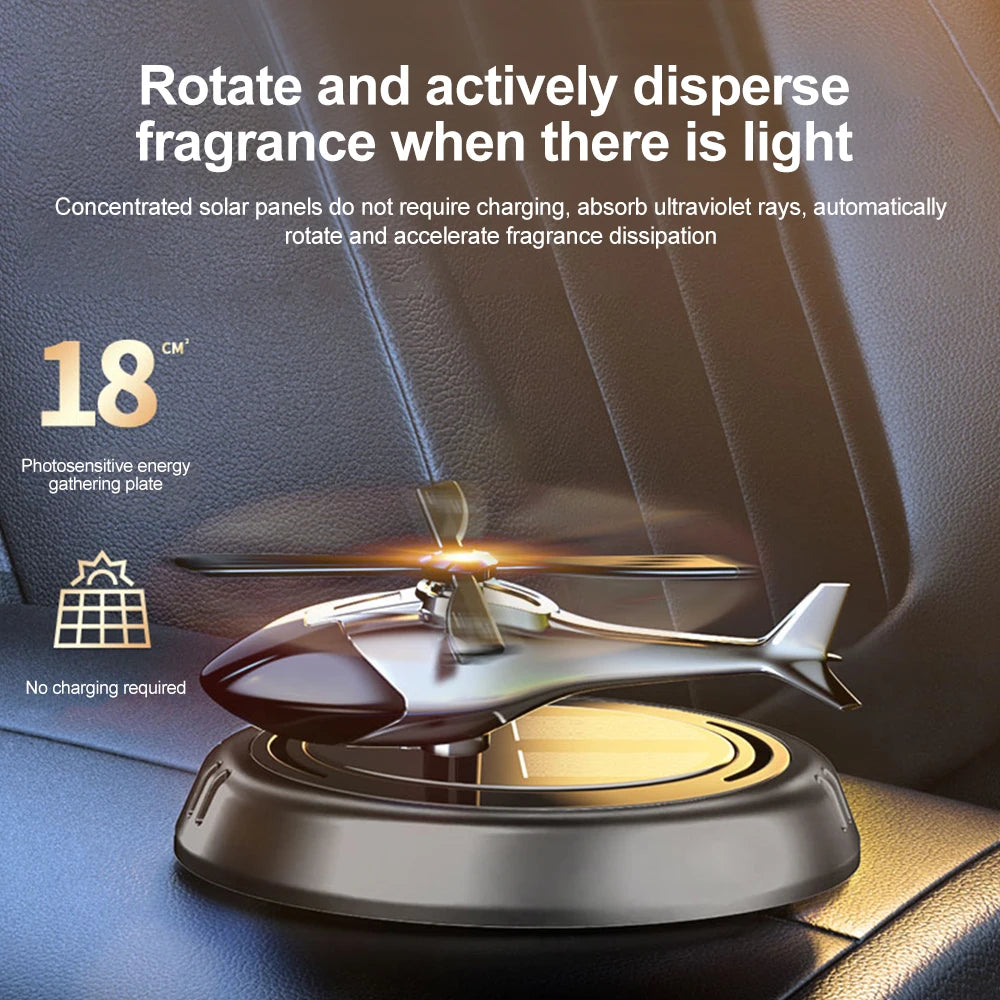 Solar Aircraft Car Ornaments Car Center Console Decoration Helicopter Car Mounted Aromatherapy Car Interior Accessories